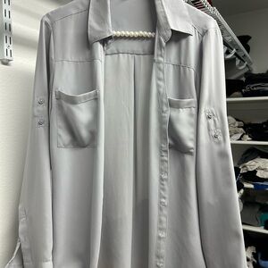 Express Gray Button-Up Shirt